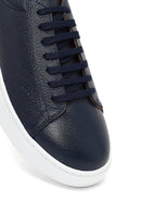 Men's Navy Blue Lace-Up Thick Sole Leather Sneaker | Derimod Men's Navy Blue Lace-Up Thick Sole Leather Sneaker | Derimod