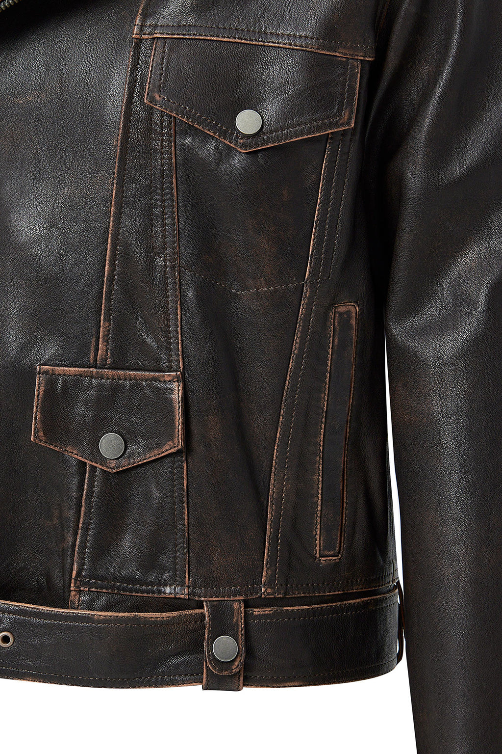 Lugano Kadın Kahverengi Vintage Biker Deri Ceket