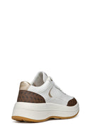 Geox Woman White Thick Sole Lace Up Leather Sneakers | Derimod Geox Woman White Thick Sole Lace Up Leather Sneakers | Derimod