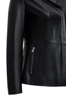 Helen Women's Black Leather Jacket | Derimod Helen Women's Black Leather Jacket | Derimod