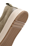 Men's Khaki Lace-Up Nubuck Leather Sneaker | Derimod Men's Khaki Lace-Up Nubuck Leather Sneaker | Derimod