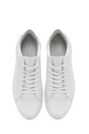 Men's White Lace-up Leather Sneaker | Derimod Men's White Lace-up Leather Sneaker | Derimod