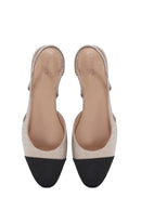 Women's Beige Open Back Stoned Ballerinas | Derimod Women's Beige Open Back Stoned Ballerinas | Derimod