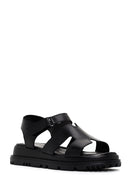 Women's Black Leather Comfort Sandals | Derimod Women's Black Leather Comfort Sandals | Derimod
