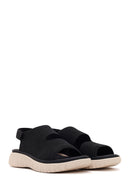 Women's Black Strapped Thick-Soled Fabric Sandals | Derimod Women's Black Strapped Thick-Soled Fabric Sandals | Derimod