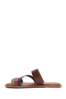 Women's Multicolored Knitted Detailed Leather Slippers | Derimod Women's Multicolored Knitted Detailed Leather Slippers | Derimod