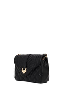 Woman Black Quilted Crossbody Bag with Chain Strap | Derimod Woman Black Quilted Crossbody Bag with Chain Strap | Derimod