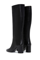 Women's Black Leather Thick Heeled Boots | Derimod Women's Black Leather Thick Heeled Boots | Derimod