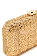 Woman Gold Long Chain Strap Embellished Mini Box Evening Bag | Derimod Woman Gold Long Chain Strap Embellished Mini Box Evening Bag | Derimod