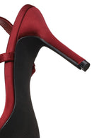 Woman Burgundy Embellished High Stiletto-Heel Sandal | Derimod Woman Burgundy Embellished High Stiletto-Heel Sandal | Derimod