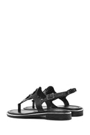Women's Black Leather Flip-Flop Sandals | Derimod Women's Black Leather Flip-Flop Sandals | Derimod