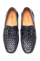 Men's Black Leather Braided Casual Loafer | Derimod Men's Black Leather Braided Casual Loafer | Derimod