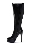 Women's Black Zippered High Heel Platform Leather Boots | Derimod Women's Black Zippered High Heel Platform Leather Boots | Derimod