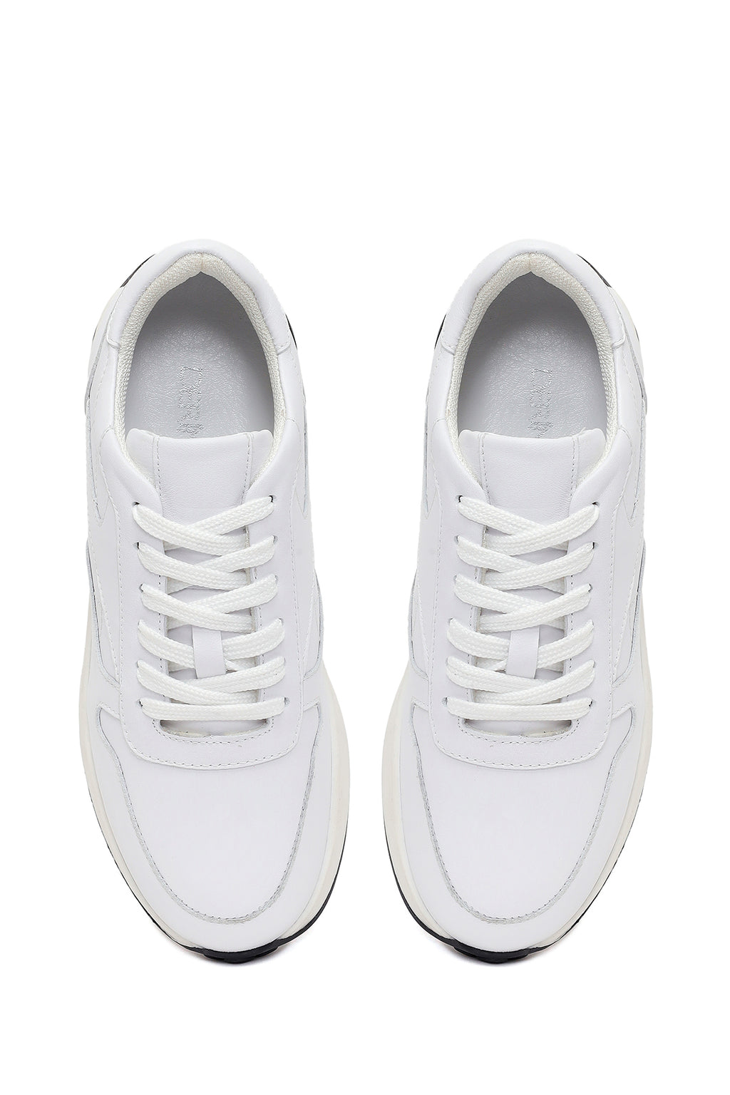 Kadın Beyaz Bağcıklı Deri Sneaker