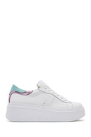 Women's White Lace-up Thick-Sole Leather Sneaker | Derimod Women's White Lace-up Thick-Sole Leather Sneaker | Derimod