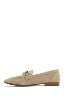 Women's Beige Suede Leather Masculine Loafer | Derimod Women's Beige Suede Leather Masculine Loafer | Derimod