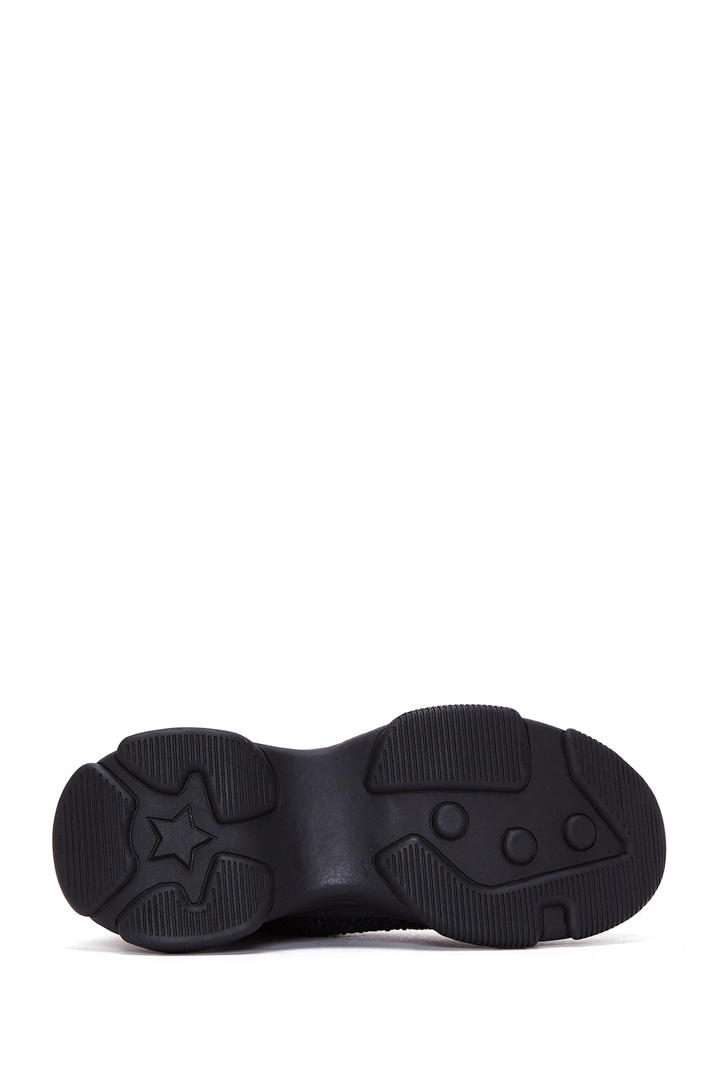 Derimod Zero Kadın Siyah Bağcıklı Kalın Tabanlı Taşlı Kumaş Sneaker
