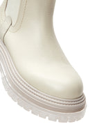 Women's Cream Leather Chelsea Boots | Derimod Women's Cream Leather Chelsea Boots | Derimod
