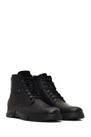 Men's Black Lace-Up Zipper Leather Casual Boot | Derimod Men's Black Lace-Up Zipper Leather Casual Boot | Derimod