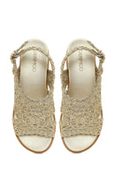 Woman Gold Metallic Sandal | Derimod Woman Gold Metallic Sandal | Derimod