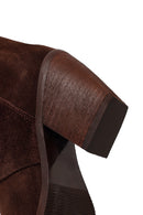 Kadın Kahverengi Kalın Topuklu Süet Deri Çizme | Derimod Kadın Kahverengi Kalın Topuklu Süet Deri Çizme | Derimod