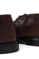 Male Brown Lace-up Zip Closure Leather Casual Boots | Derimod Male Brown Lace-up Zip Closure Leather Casual Boots | Derimod