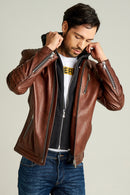 Lebron Men's Leather Jacket | Derimod Lebron Men's Leather Jacket | Derimod