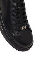 Erkek Siyah Bağcıklı Kalın Tabanlı Deri Sneaker | Derimod Erkek Siyah Bağcıklı Kalın Tabanlı Deri Sneaker | Derimod