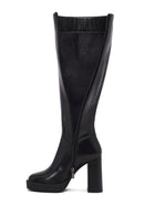 Woman Black Zippered High Heels Leather Boot | Derimod Woman Black Zippered High Heels Leather Boot | Derimod