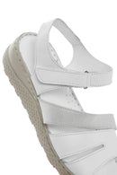 Women's White Strappy Leather Comfort Sandals | Derimod Women's White Strappy Leather Comfort Sandals | Derimod