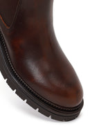 Woman Brown Thick-Soled Leather Chelsea Boots | Derimod Woman Brown Thick-Soled Leather Chelsea Boots | Derimod