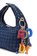 Woman Blue Long-Strap Braided Mini Underarm Bag | Derimod Woman Blue Long-Strap Braided Mini Underarm Bag | Derimod