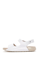 Women's White Ankle Strap Leather Comfort Sandals | Derimod Women's White Ankle Strap Leather Comfort Sandals | Derimod
