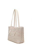 Woman Cream Patterned Shoulder Bag | Derimod Woman Cream Patterned Shoulder Bag | Derimod