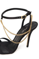 Woman Black Ankle-Strap Buckled High Thin-Heel Sandal | Derimod Woman Black Ankle-Strap Buckled High Thin-Heel Sandal | Derimod