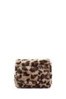 Women's Leopard Long Chain Strap Plush Shoulder Bag | Derimod Women's Leopard Long Chain Strap Plush Shoulder Bag | Derimod
