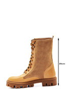 Women's Beige Leather Suede Detailed Boots | Derimod Women's Beige Leather Suede Detailed Boots | Derimod