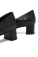 Derimod Flex Women Black Thick Heeled Leather Shoe | Derimod Derimod Flex Women Black Thick Heeled Leather Shoe | Derimod