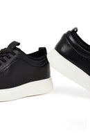 Erkek Siyah Bağcıklı Kalın Tabanlı Deri Sneaker | Derimod Erkek Siyah Bağcıklı Kalın Tabanlı Deri Sneaker | Derimod