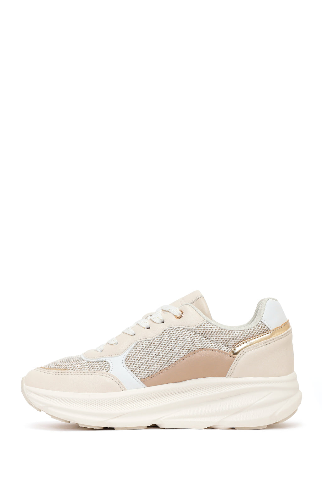 Kadın Bej Bağcıklı Kalın Tabanlı Sneaker