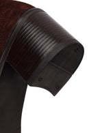 Woman Brown Zip Closure Chunky-Heeled Suede Leather Boots | Derimod Woman Brown Zip Closure Chunky-Heeled Suede Leather Boots | Derimod