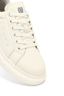 Erkek Beyaz Bağcıklı Kalın Tabanlı Deri Sneaker | Derimod Erkek Beyaz Bağcıklı Kalın Tabanlı Deri Sneaker | Derimod
