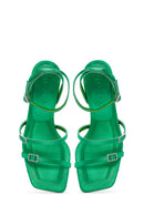 Women's Green Ankle Strap Thin Heel Sandals | Derimod Women's Green Ankle Strap Thin Heel Sandals | Derimod