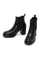 Women's Black Thick Heeled Leather Chelsea Boot | Derimod Women's Black Thick Heeled Leather Chelsea Boot | Derimod