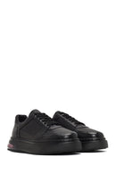 Men's Black Lace-Up Thick-Soled Leather Sneaker | Derimod Men's Black Lace-Up Thick-Soled Leather Sneaker | Derimod