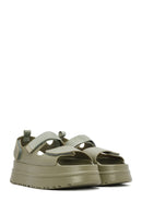 Women's Khaki Strappy Thick Soled Jelly Sandals | Derimod Women's Khaki Strappy Thick Soled Jelly Sandals | Derimod
