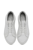 Women's White Lace-up Thick-Sole Leather Sneaker | Derimod Women's White Lace-up Thick-Sole Leather Sneaker | Derimod