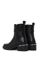 Woman Black Zip Closure Chunky-heeled Leather Boots | Derimod Woman Black Zip Closure Chunky-heeled Leather Boots | Derimod