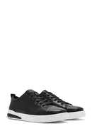Erkek Siyah Bağcıklı Deri Sneaker | Derimod Erkek Siyah Bağcıklı Deri Sneaker | Derimod