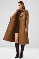Natalia Women's Brown Leather Trench Coat | Derimod Natalia Women's Brown Leather Trench Coat | Derimod